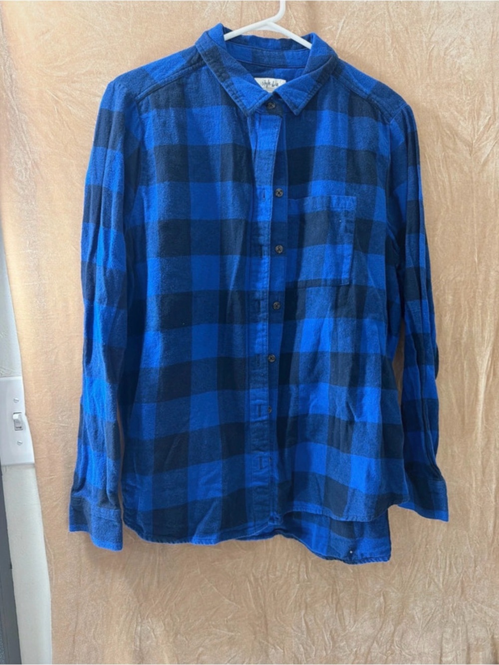Style & Co. Blue and Black Plaid Button-Down Shirt